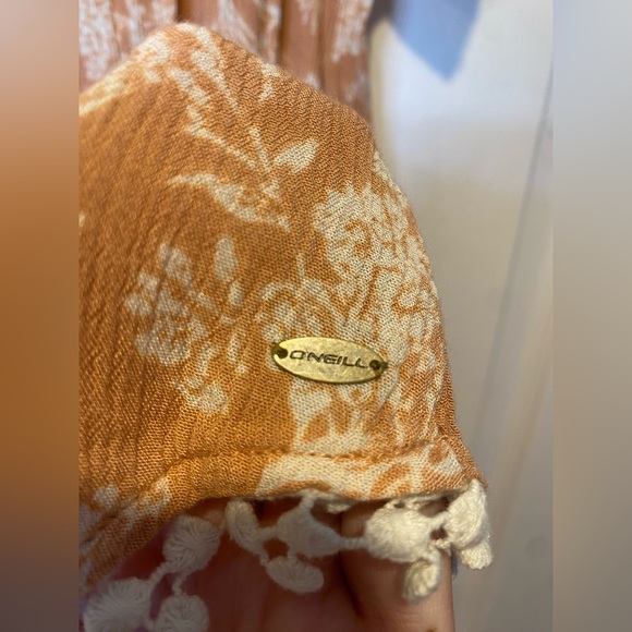 O’Neil Peach Off-Shoulder Mini Dress with White Floral Print Size Large - Picture 9 of 9